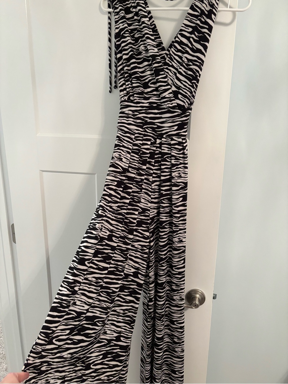 Cato Black and White Zebra Print Wide-Leg Jumpsuit